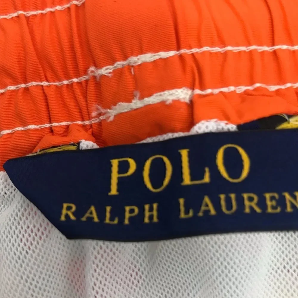 Polo Ralph Lauren Teal and Orange Hibiscus Tropical Print Swim Trunks